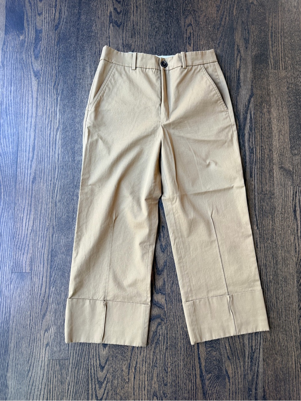 Zara - capri Khaki Wide-Leg Chinos